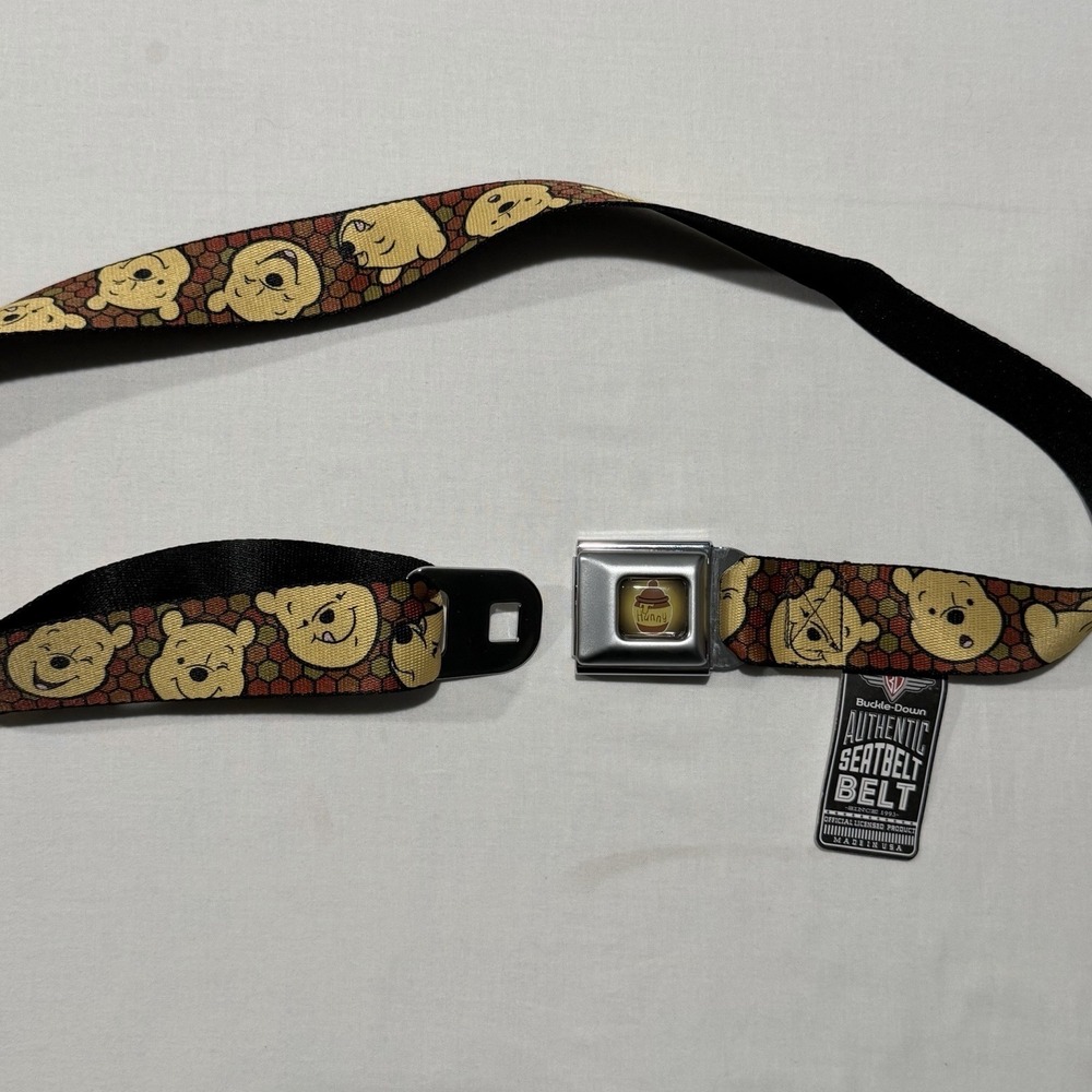NWT Disney Winnie the Pooh Buckle-Down Seatbelt Belt Hunny Pot Honeycomb 24-38"